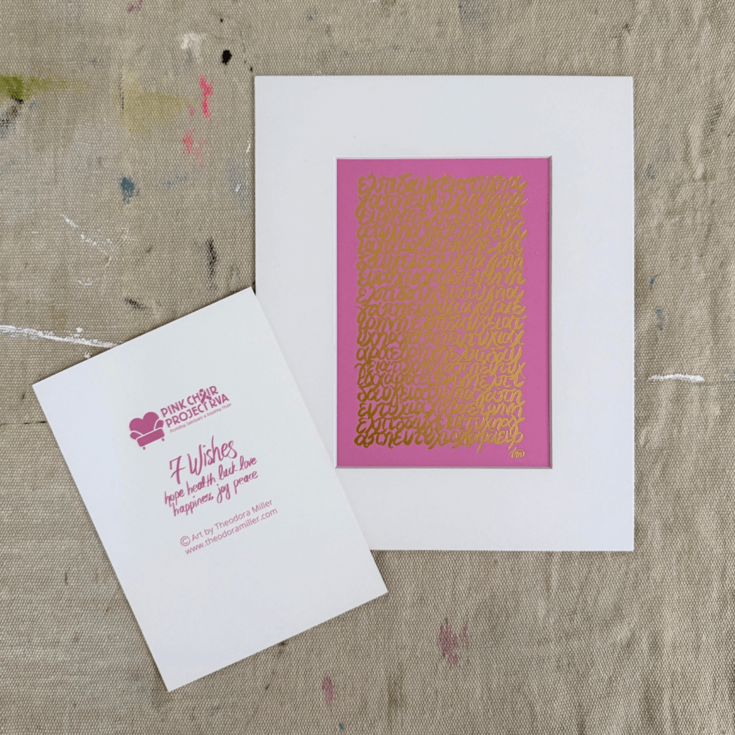7 Wishes for Breast Cancer Awareness Gold Foil Print