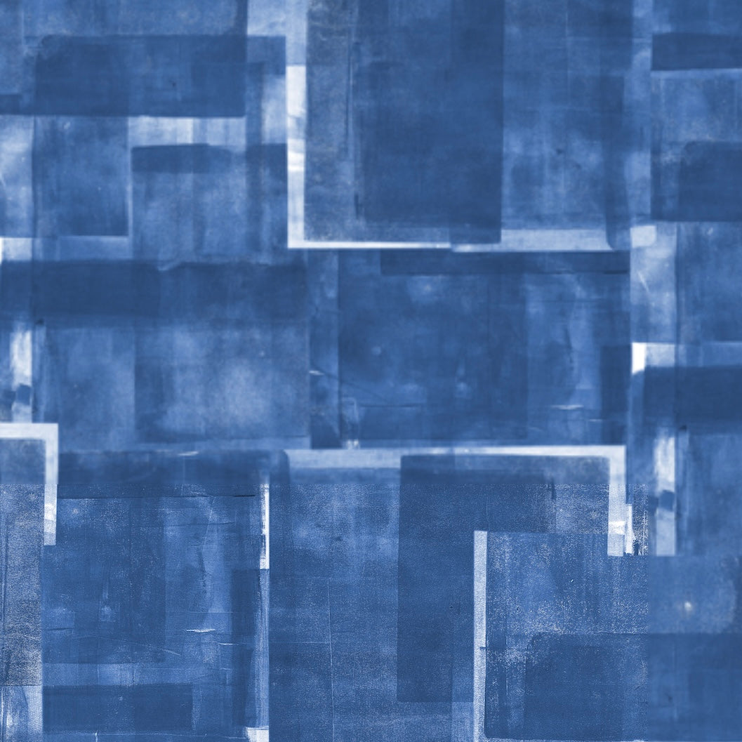 Abstract pattern of blue squares and rectangles