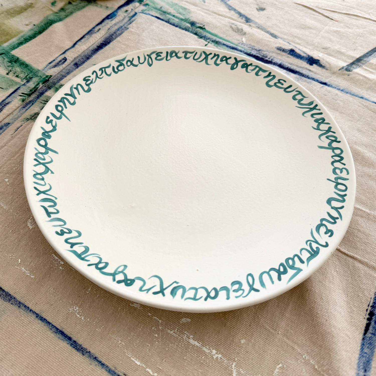 7 Wishes Round Teal Platter
