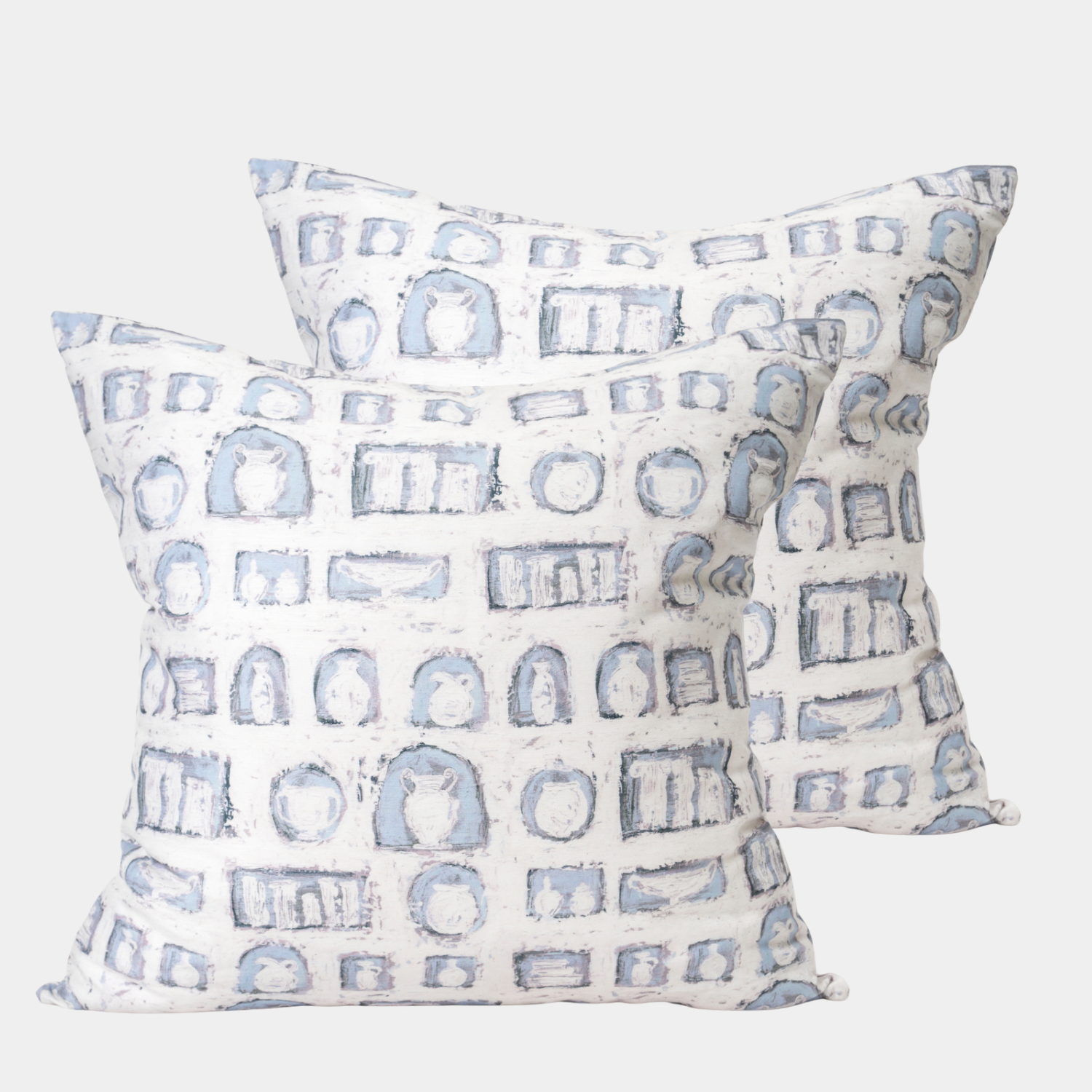 Holiday Pillows Pair: Vessels Mykonos Blue